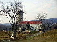 A farmstead is home to many functional buildings.