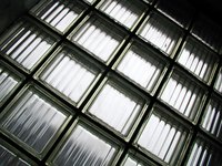 Glass block windows are made of thick squares of glass.
