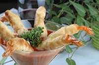 Finger foods are easy to serve at a 50th birhtday party.