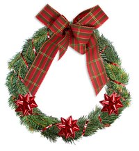 Use a wire frame as a starting point in making a Christmas wreath.