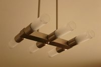 Hanging lights are widely used.