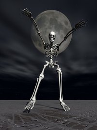 Add skeletons and other props to scare your guests at your haunted house.