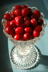 Cranberry displays accent tables