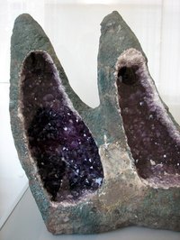 Cut geodes open with wet tile saws.