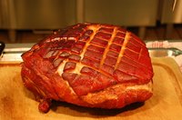 This ham is similar to the whole smoked hams sold by Ossian hams.