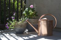 Use latex paint to age concrete planters.