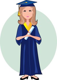 The traditional graduation gown is a single-color robe with a square tasseled hat.