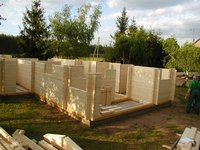 Walls built on a wood foundation.