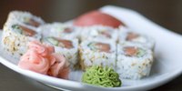 Pickled ginger is a common accompaniment to sushi.