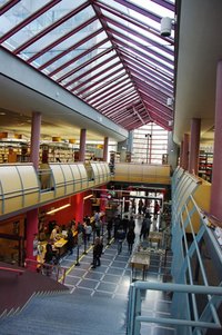 Mezzanine, a partial floor between the main floor and the ceiling