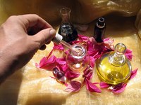 Make your own perfume oil with a combination of essential oils.