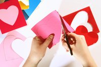 Cut out hearts to use in the heart matching game.
