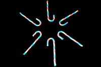 White or neon-colored candy appears to glow under a black light