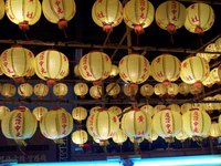 Asian lanterns are one option for covering your basement's bare light bulbs.
