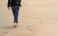 With the right undergarment, wearing jeans for long walks in wet weather is no problem.