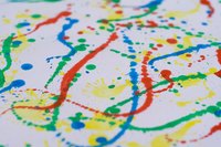 Paint an oil painting using the splattering technique.