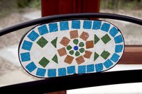 Pieces of china make an original design in a stepping stone.