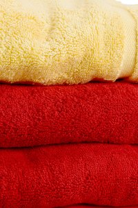 Luxury bath towels are made from 100 percent cotton and are highly absorbent.