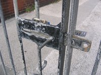 A 178 Master Lock can secure gates.