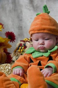 Pumpkin costumes can be altered to fit a variety of sizes.