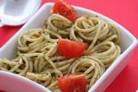 Pesto sauce is a tasty pasta accompaniment.