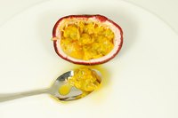 Passion fruit tends to be slightly tart; sprinkle the fruit with sugar to sweeten it.