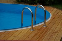When installing a pool ladder on a deck, use a deck latter in place of an a-frame ladder.