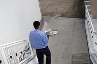 Carrying a tray loaded with dishes can be more difficult than you think.