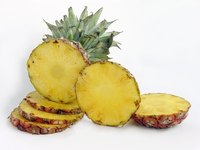 Turn pineapple rings into flowers.
