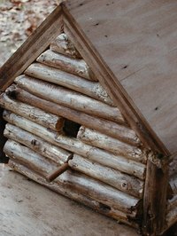 Create a birdhouse using twigs for a rustic look.