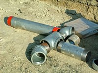 Plumbing fittings on a construction site