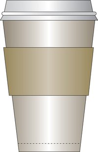 A wraparound helps protect consumers from the heat of the coffee in a paper cup.