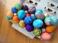 Celebrate Easter with a rainbow of multicolored dyed eggs.