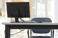 An empty workstation in an office.