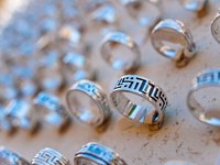 Close-up of alpaca silver rings.
