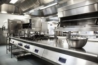 Empty restaurant kitchen.