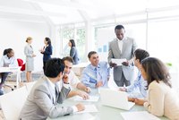 Large roundtable business meeting