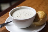 Serve your clam chowder with a warm bread roll.