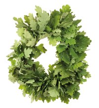 Glycerine preserved leaves can be formed into an everlasting wreath.