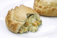 A thick, flaky crust envelops the cheese-onion filling.