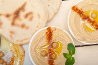 Traditional humus with pita.