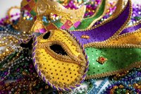 Brilliant color and over-the-top decorations link Mardi Gras costumes and Twelfth Night "mumming."