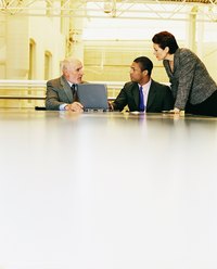 Group discussing investigation at work.