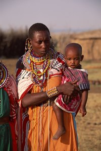 The bright beads often complement brightly colored clothing.