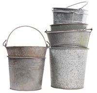 Create a charming statement with galvanized bucket decorations.