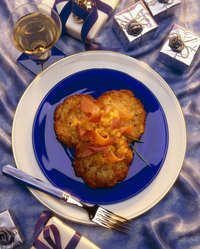 Potato cakes can be topped with sour cream, applesauce or butter.