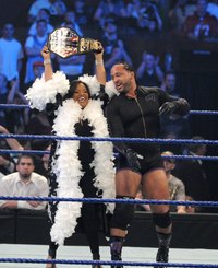 Wrestling belts stand out as decorations.