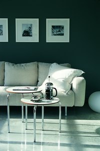 Highly contrasting colors add design drama to any space.