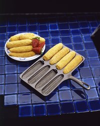 Cornbread can be baked in cast-iron molds in the shape of corn sticks.