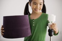 A lamp shade softens the glare caused by a bare lightbulb.